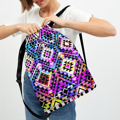 Colorful Aztec Pattern Print Drawstring Backpack