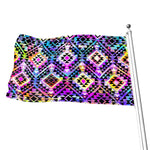 Colorful Aztec Pattern Print Flag
