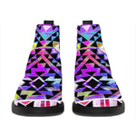Colorful Aztec Pattern Print Flat Ankle Boots