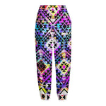 Colorful Aztec Pattern Print Fleece Lined Knit Pants