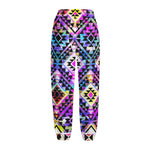 Colorful Aztec Pattern Print Fleece Lined Knit Pants