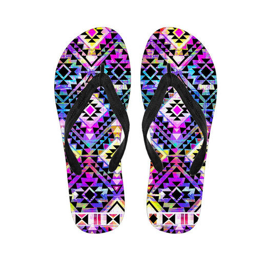 Colorful Aztec Pattern Print Flip Flops