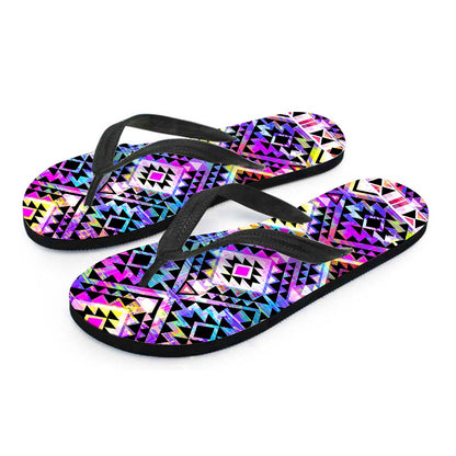 Colorful Aztec Pattern Print Flip Flops