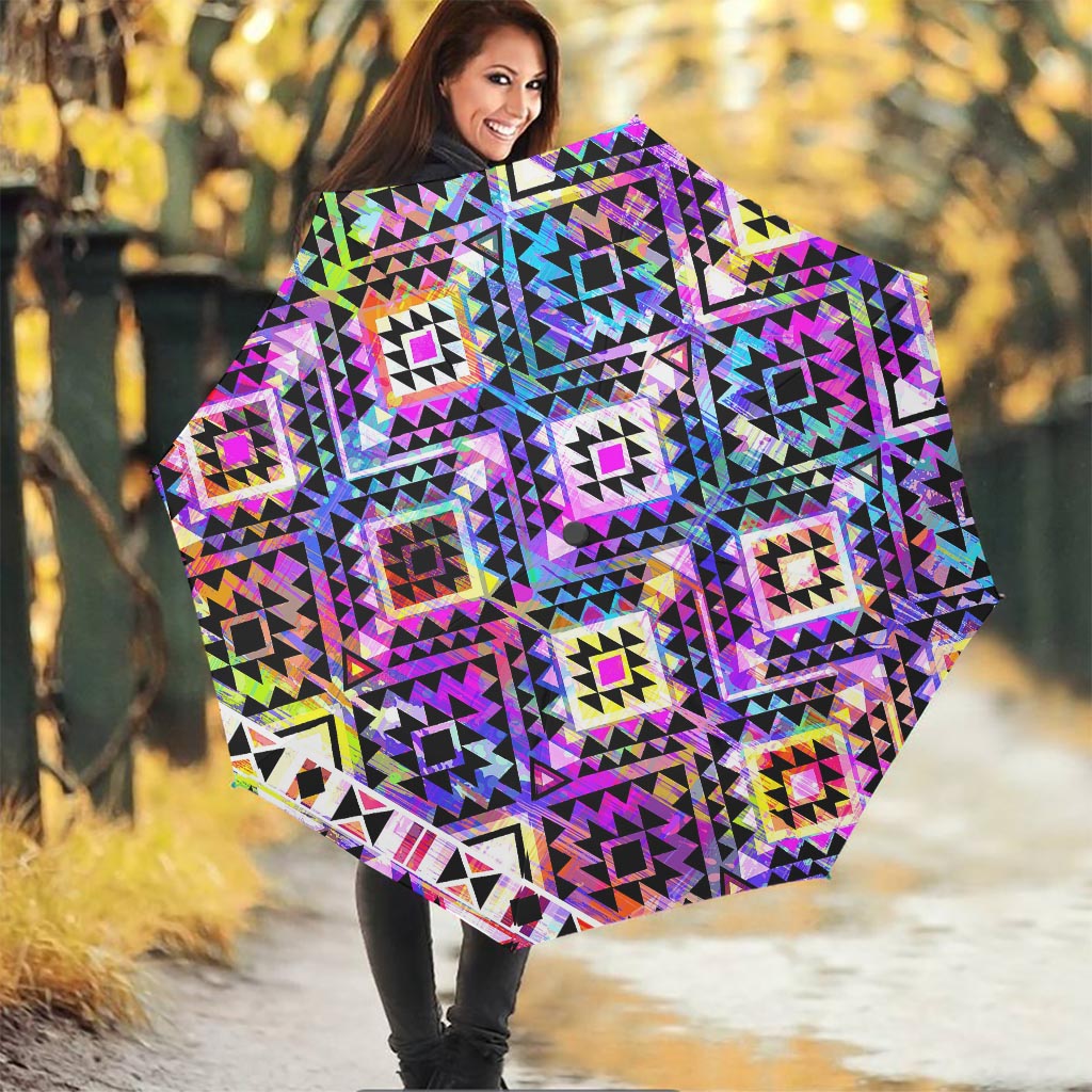 Colorful Aztec Pattern Print Foldable Umbrella
