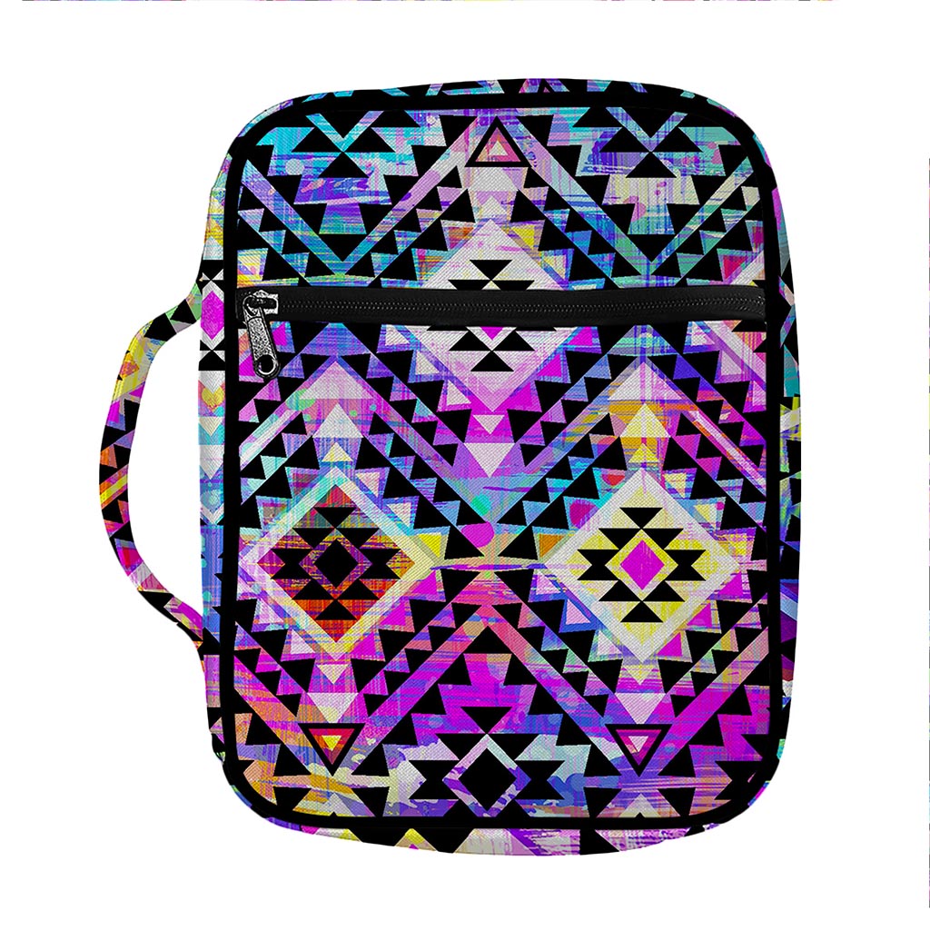 Colorful Aztec Pattern Print Front Pocket Bible Bag