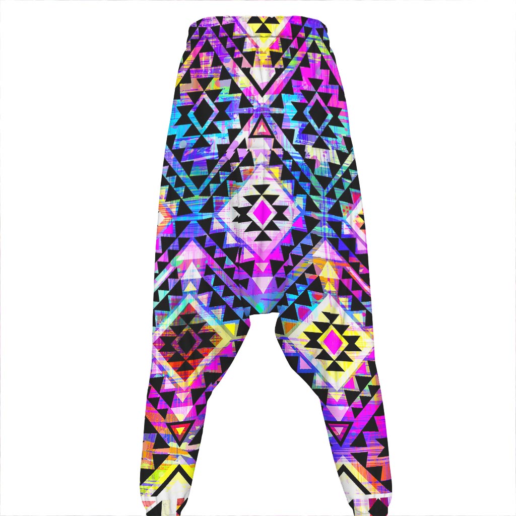 Colorful Aztec Pattern Print Hammer Pants