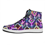 Colorful Aztec Pattern Print High Top Leather Sneakers