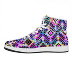 Colorful Aztec Pattern Print High Top Leather Sneakers