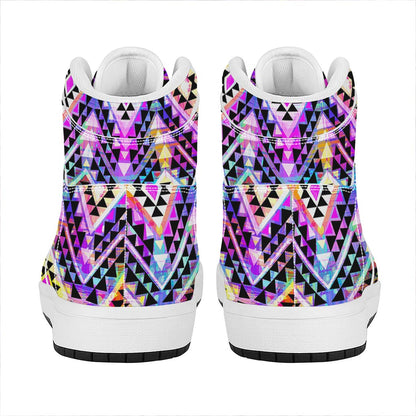 Colorful Aztec Pattern Print High Top Leather Sneakers