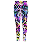 Colorful Aztec Pattern Print High-Waisted Pocket Leggings