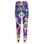 Colorful Aztec Pattern Print High-Waisted Pocket Leggings