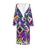 Colorful Aztec Pattern Print Hooded Bathrobe