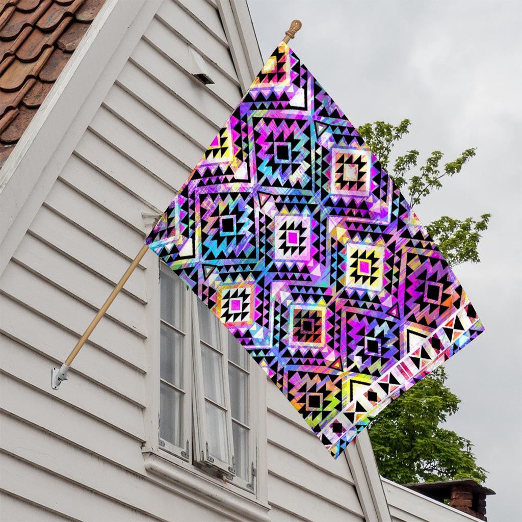 Colorful Aztec Pattern Print House Flag