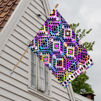 Colorful Aztec Pattern Print House Flag