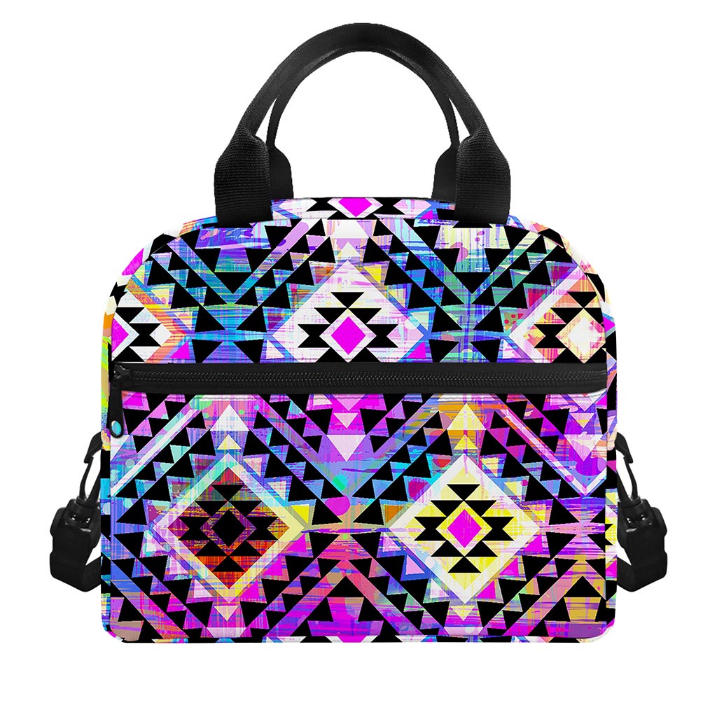 Colorful Aztec Pattern Print Insulated Lunch Bag