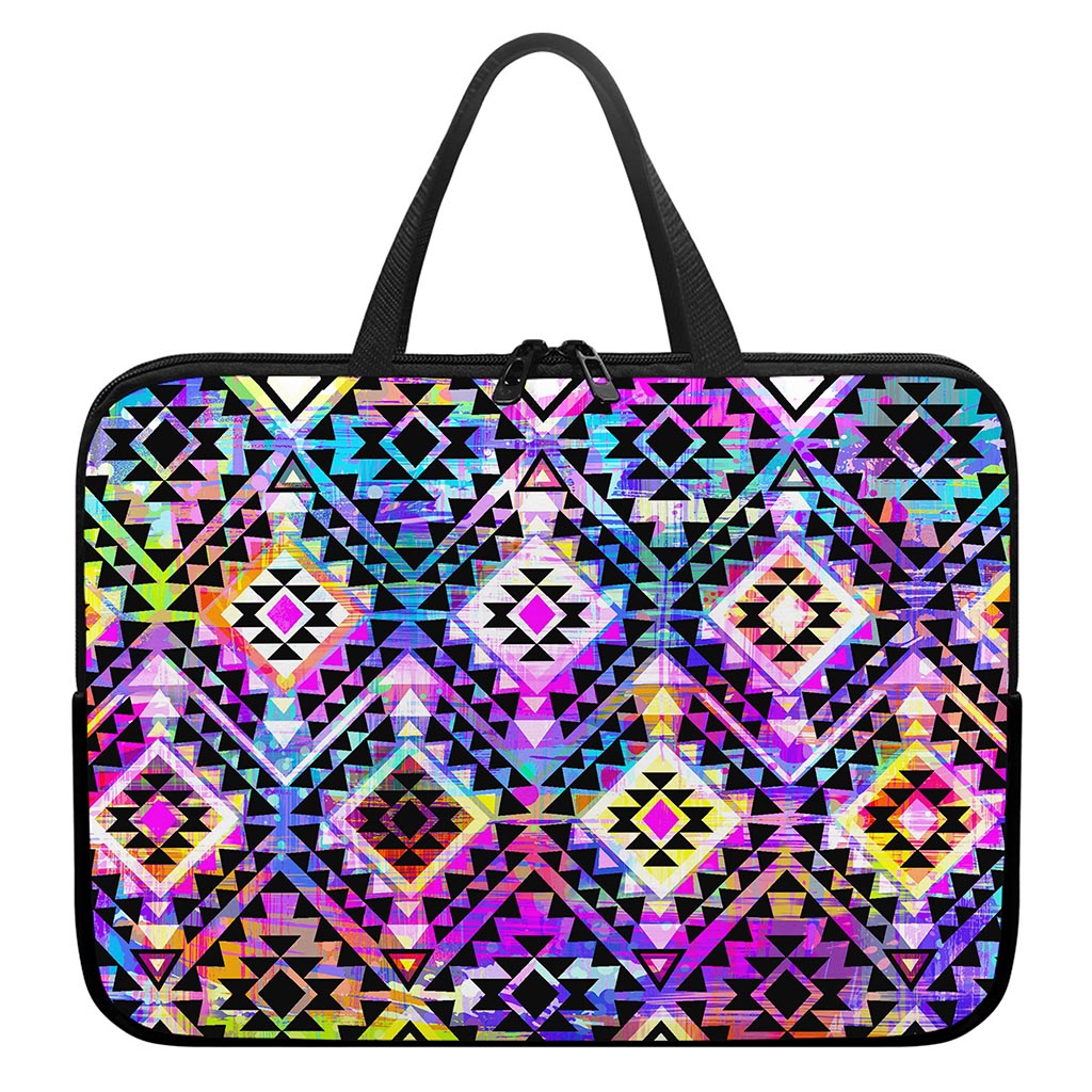 Colorful Aztec Pattern Print Laptop Sleeve With Handle