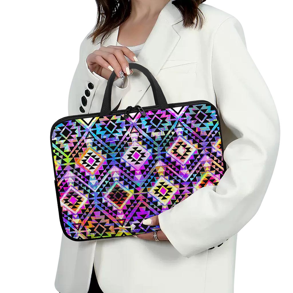 Colorful Aztec Pattern Print Laptop Sleeve With Handle