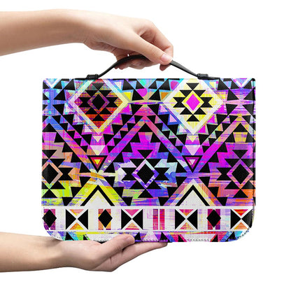 Colorful Aztec Pattern Print Leather Bible Cover