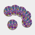 Colorful Aztec Pattern Print Leather Coaster Set