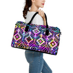 Colorful Aztec Pattern Print Leather Duffle Bag