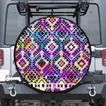 Colorful Aztec Pattern Print Leather Spare Tire Cover