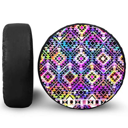 Colorful Aztec Pattern Print Leather Spare Tire Cover
