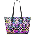 Colorful Aztec Pattern Print Leather Tote Bag With Zipper