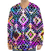 Colorful Aztec Pattern Print Long Sleeve Baseball Jersey