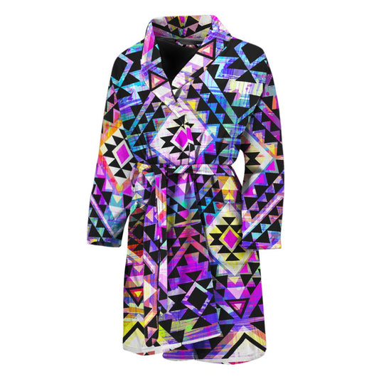 Colorful Aztec Pattern Print Men's Bathrobe