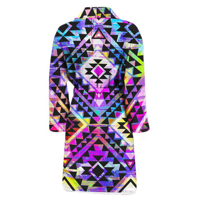 Colorful Aztec Pattern Print Men's Bathrobe
