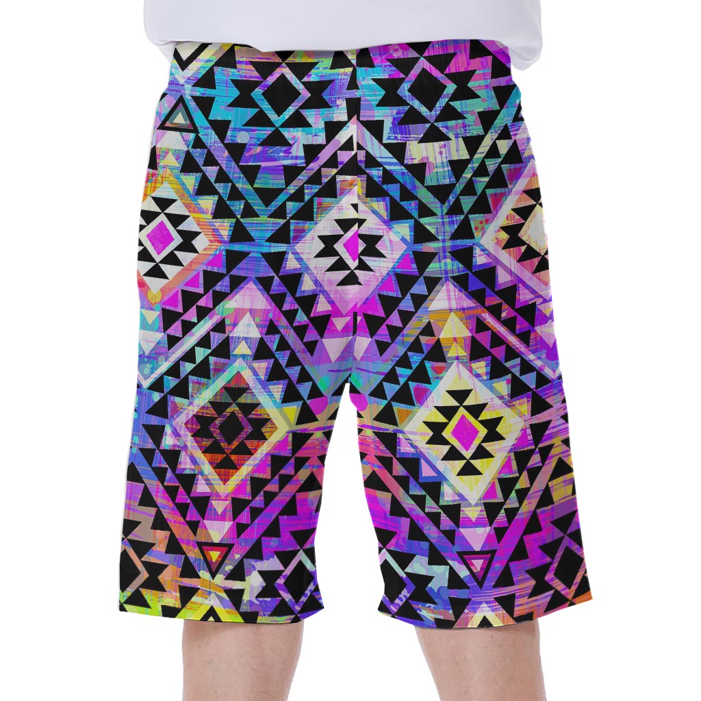 Colorful Aztec Pattern Print Men's Beach Shorts