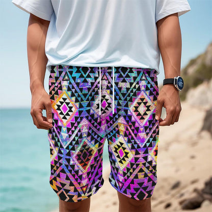 Colorful Aztec Pattern Print Men's Cargo Shorts