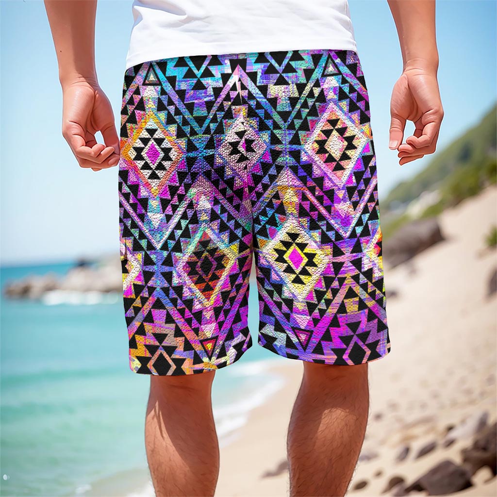 Colorful Aztec Pattern Print Men's Cargo Shorts