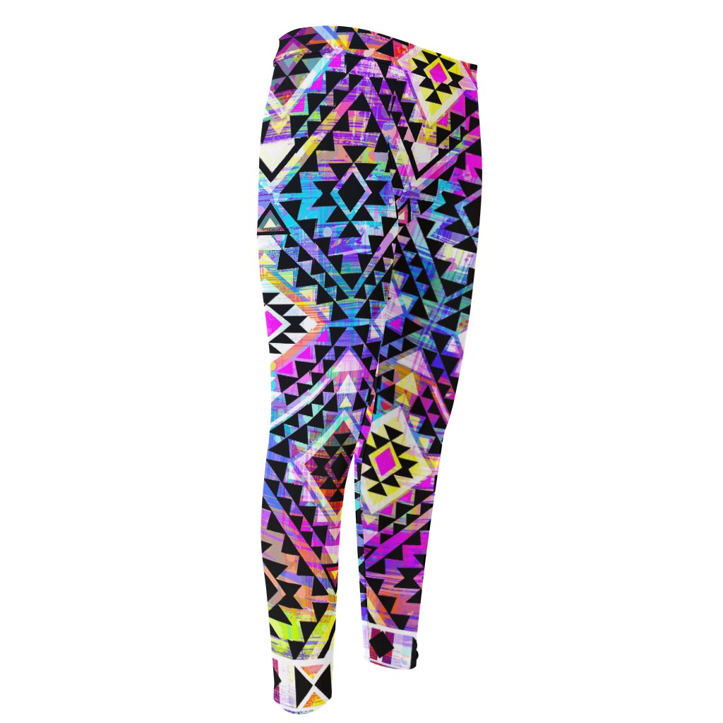 Colorful Aztec Pattern Print Men's Compression Pants