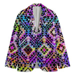Colorful Aztec Pattern Print Men's Cotton Blazer
