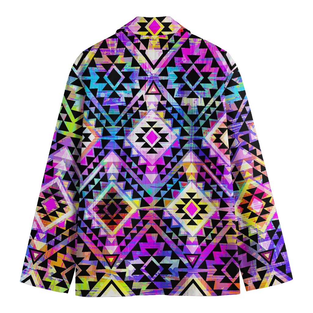 Colorful Aztec Pattern Print Men's Cotton Blazer