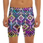Colorful Aztec Pattern Print Men's Long Boxer Briefs