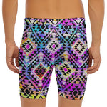 Colorful Aztec Pattern Print Men's Long Boxer Briefs