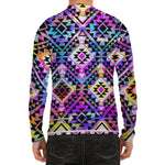 Colorful Aztec Pattern Print Men's Long Sleeve Rash Guard