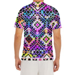 Colorful Aztec Pattern Print Men's Short Sleeve Rash Guard