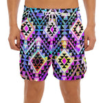 Colorful Aztec Pattern Print Men's Split Running Shorts