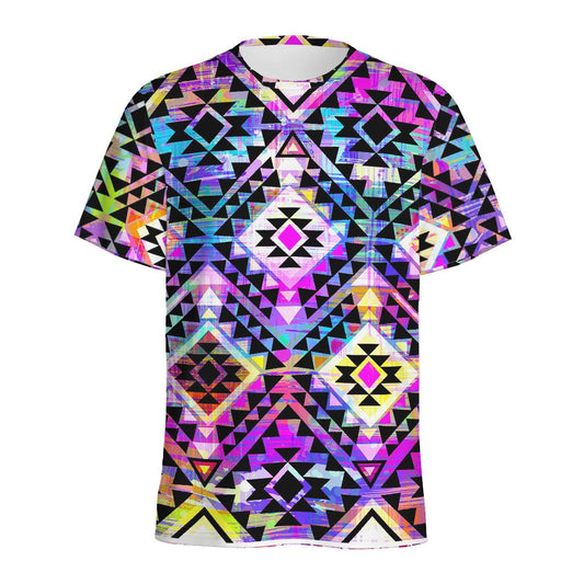 Colorful Aztec Pattern Print Men's Sports T-Shirt