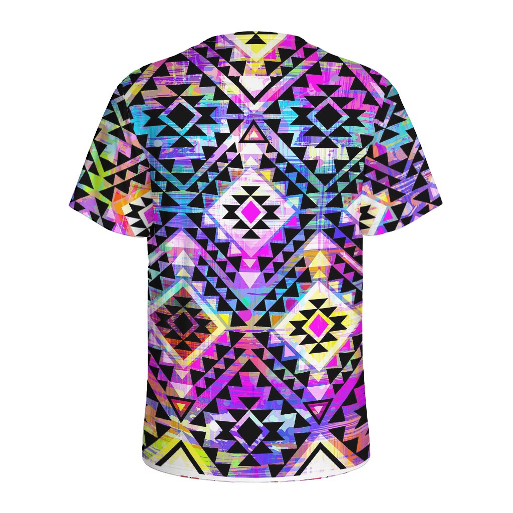 Colorful Aztec Pattern Print Men's Sports T-Shirt