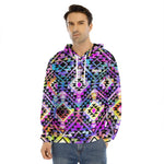 Colorful Aztec Pattern Print Men's Velvet Pullover Hoodie