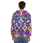 Colorful Aztec Pattern Print Men's Velvet Pullover Hoodie