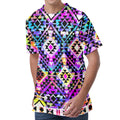 Colorful Aztec Pattern Print Men's Velvet T-Shirt