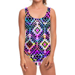 Colorful Aztec Pattern Print One Piece Swimsuit