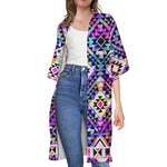 Colorful Aztec Pattern Print Open Front Beach Cover Up