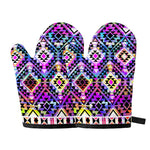 Colorful Aztec Pattern Print Oven Mitts
