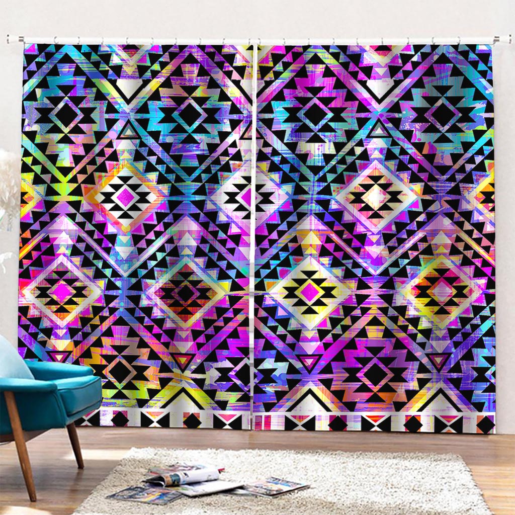 Colorful Aztec Pattern Print Pencil Pleat Curtains